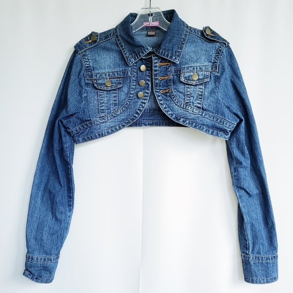 •Lola short blue denim bolero jacket ✔Large - Picture 3 of 10